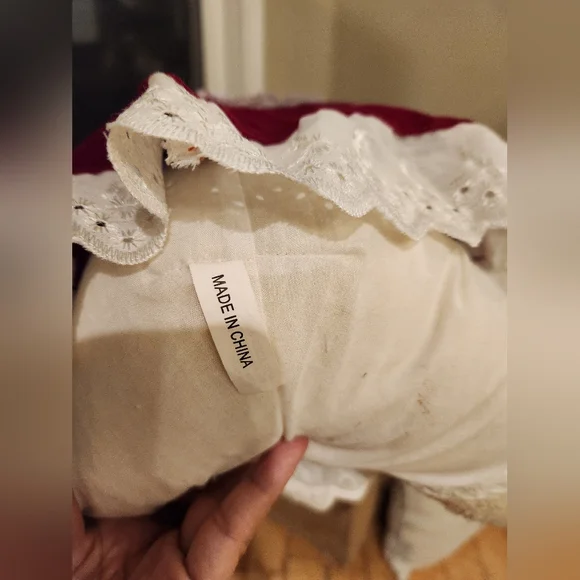 Vintage Jewish religious teddy bear Bat Mitzvah red velvet dress - Picture 10 of 11